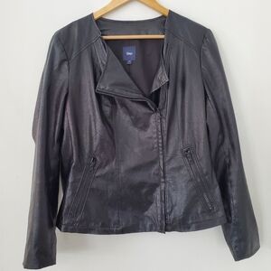GAP Black Faux Leather Moto Jacket